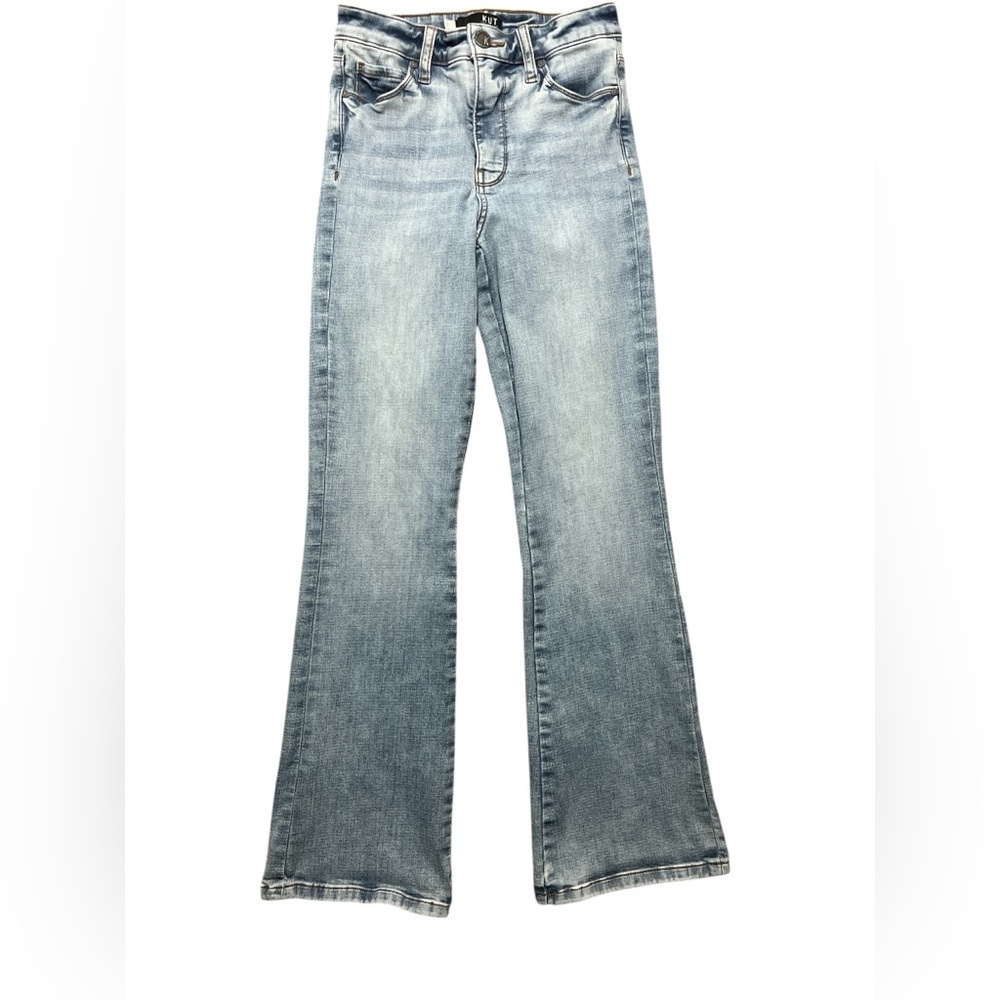Kut from the Kloth Ana High Rise Fab Ab Flare Jeans Light Wash